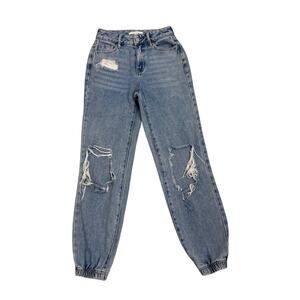 PacSun Jeans Blue Distressed Destroyed Baggy Denim Joggers Size 22 (00)